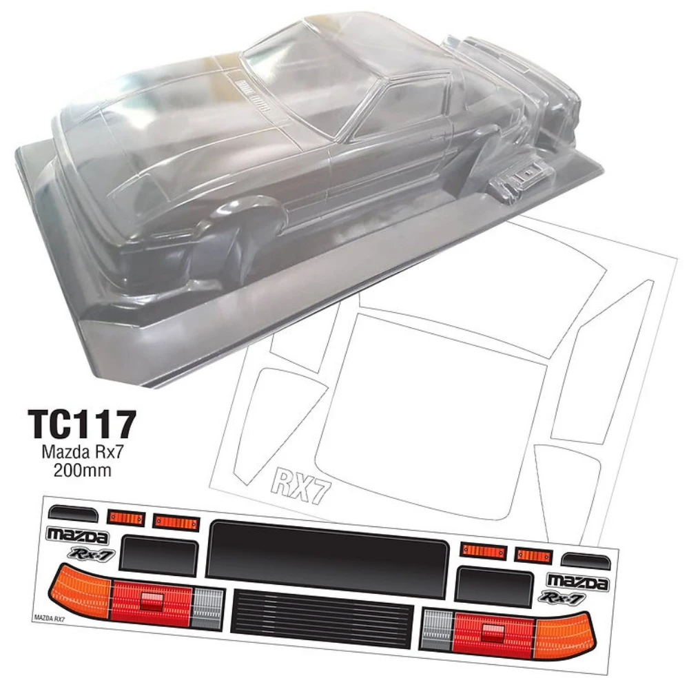 TC117 1/10 Mazda RX7, drift wide body, 200mm, With Light Buckles