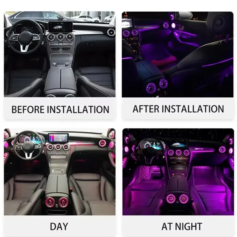 Car Interior 3D Rotary Tweeter Front Rear Air Vent Seat Ambient Light