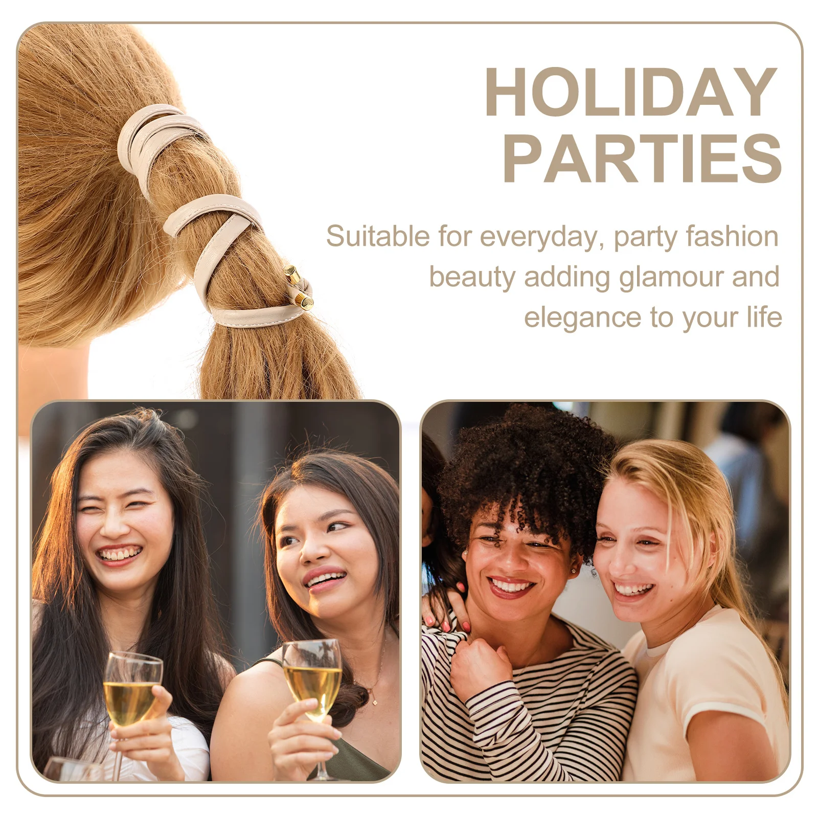 

1Pcs PU Hair Tie Adjustable Wired Ponytail Holder Creative Durable Hair Accessories Women Ponytail Holders