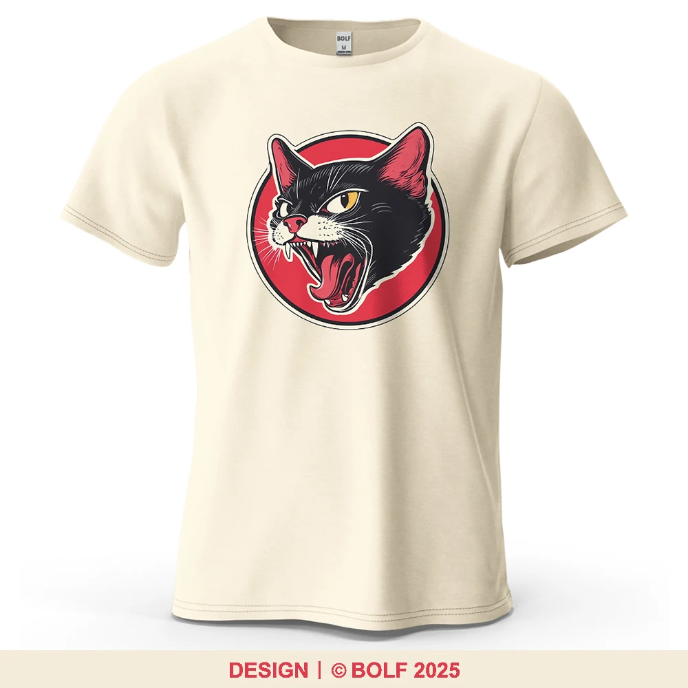 Angry Black Cat Bedrucktes Herren-T-Shirt aus 100 % Baumwolle, übergroße Vintage-Pop-Art-Grafik-T-Shirts für Damen, Tops, T-Shirts, Streetwear