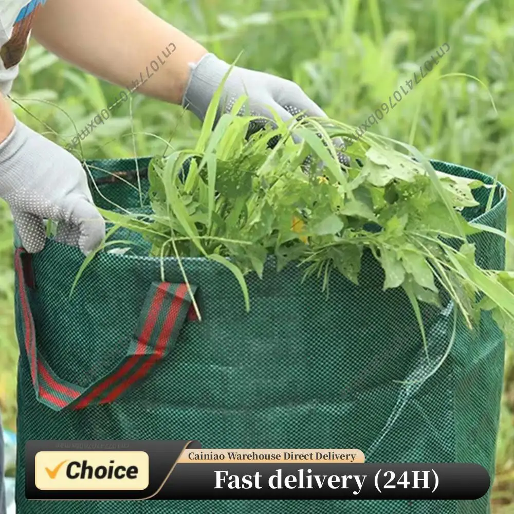 Sac à déchets de jardin pliable, grande capacité, réutilisable, conteneur de stockage de déchets, sac en PP tissé imperméable, 100/200/300/400/500L