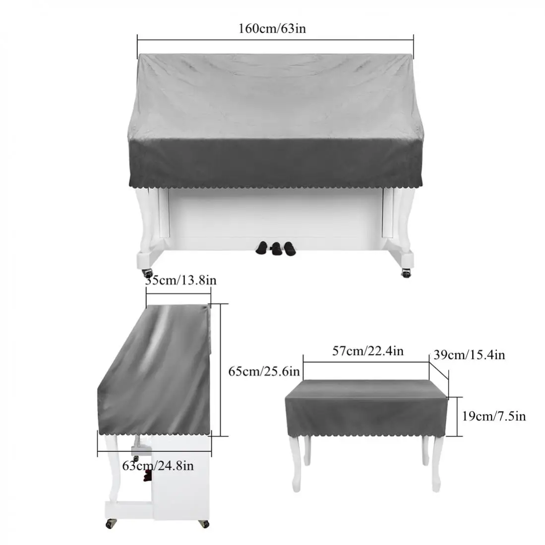 160 x 35 x 65cm 88 Keyboards Upright Piano Dust Proof Cover & Chair Cover Waterproof Protect Bag