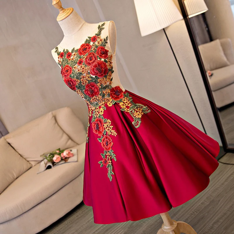 Elegant Burgundy Embroidery Lace Chiffon Bridesmaid Dresses 2025 Women Summer Sexy Prom Birthday Graduation Evening Party Dress