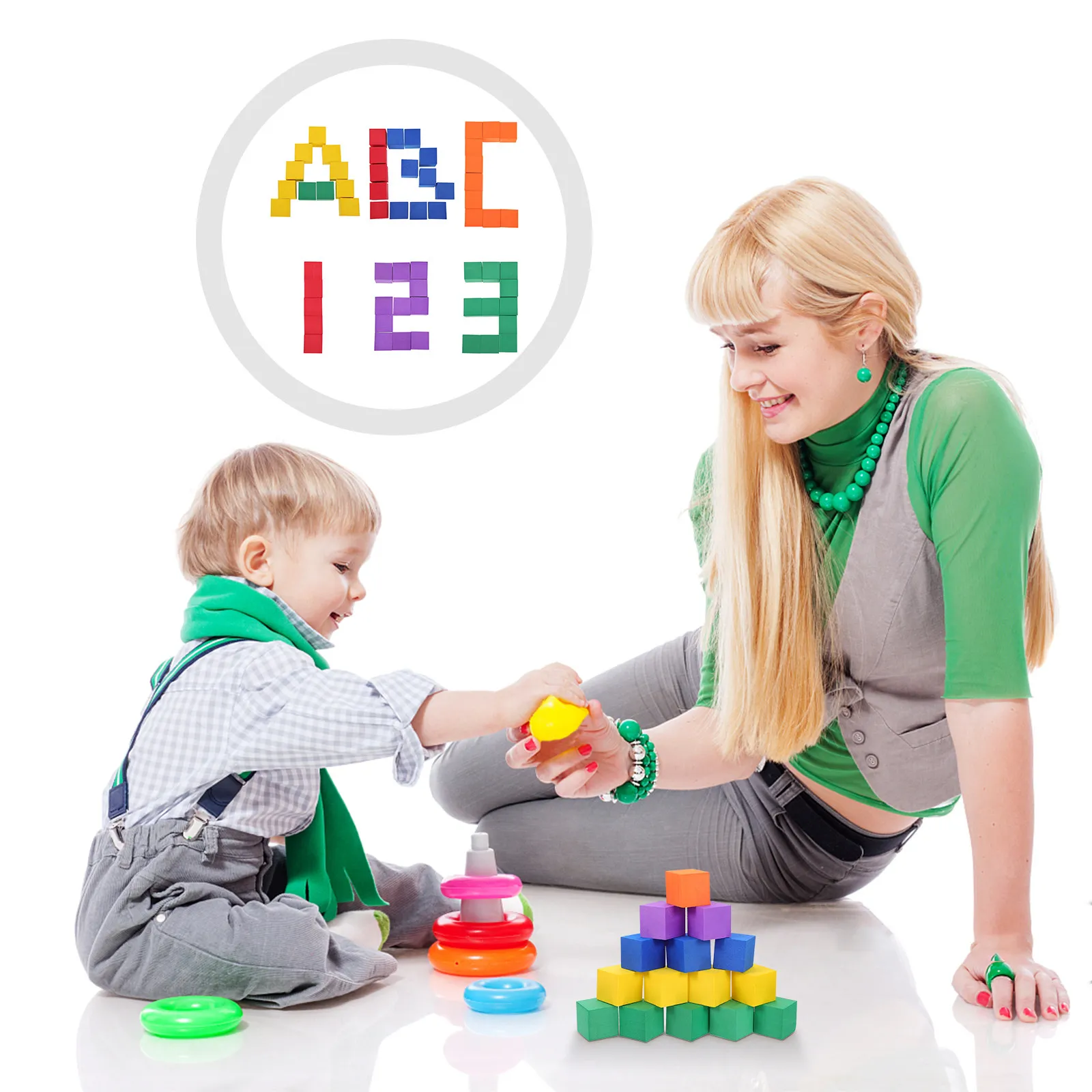 102Pcs Geometric Cube Building Blocks Smooth Educational Stacking Toy for Kids Shape Recognition