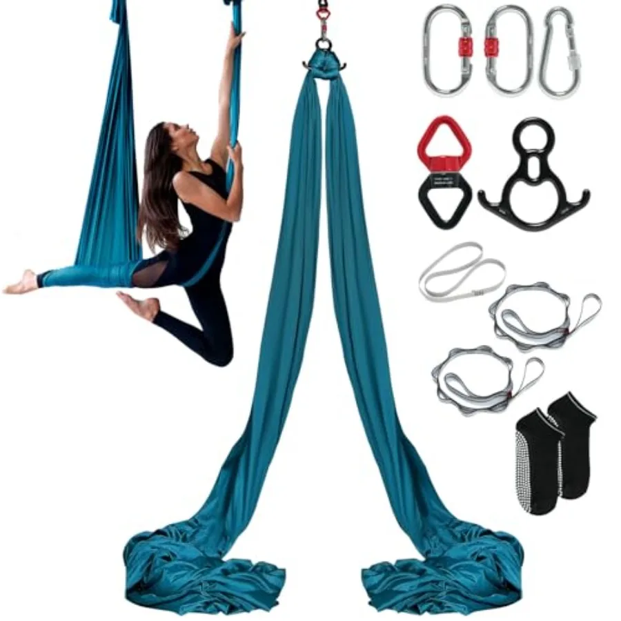 

Aerial Silk and Yoga Swing Aerial Yoga Hammock Kit with 100gsm Nylon Fabric Full Rigging Hardware and Easy Set-up Guide Antigra