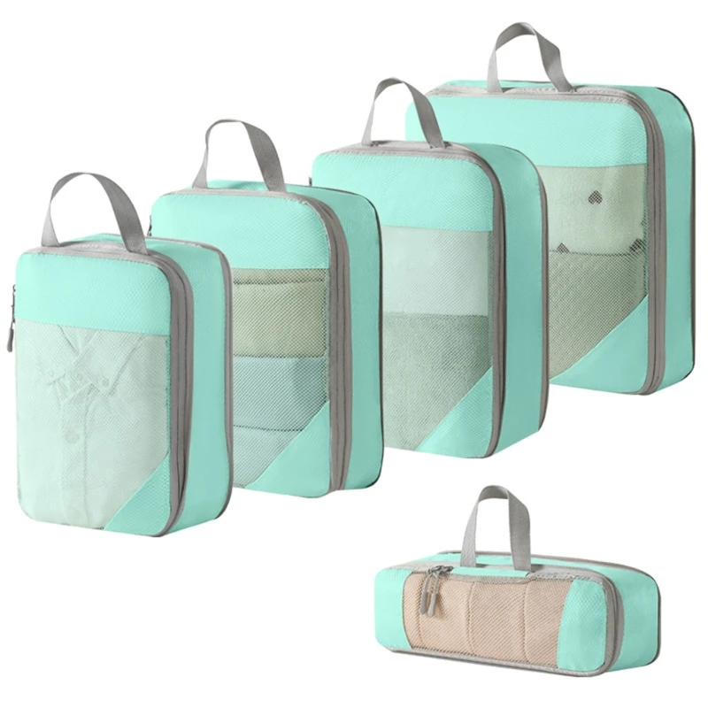 

5Pcs Compressible Travel Luggage Organizers Portable Packing Cubes Clothes Shoes Toiletry Storage Bag Space-saving