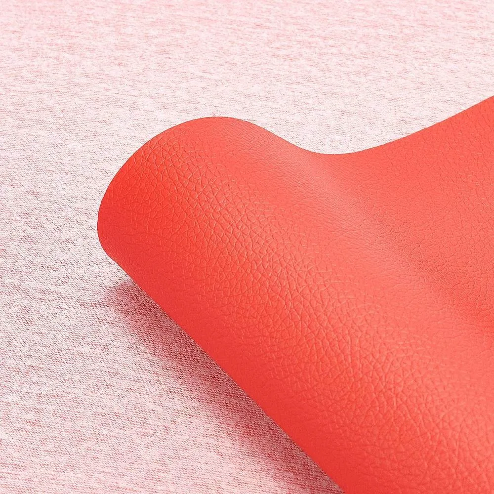 Soft PU Leather Fabric Sheets with Fur Lichee Pattern for DIY Craft Furniture Decoration Red 140x33x0.08cm