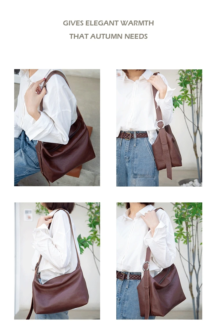 casual travel vintage soft genuine leather women shoulder bag simple outdoor designer handmade ladies cow leather underarm bag