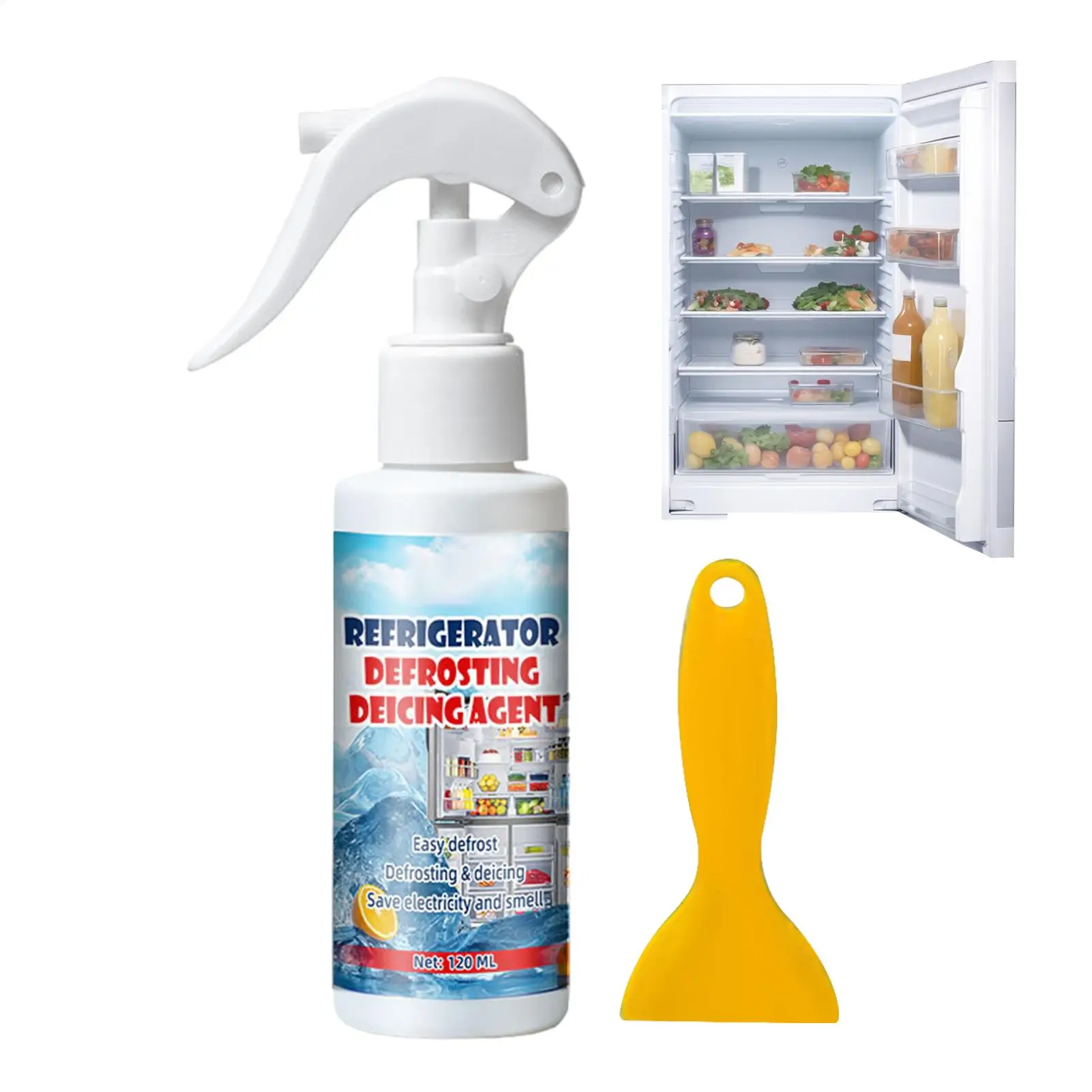 Fridge Defrosting Spray De Icer Spray Freezer Cooler Cleaner Home Freezer Fresh Spray Food  Defrosting Agent Ice Buildup Spray