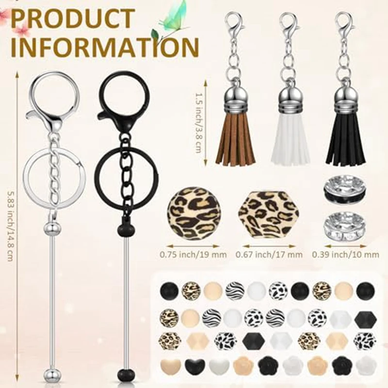 Beaded Keychain Accessories Set For Keychain Making Kit DIY Craft Durable Easy Install