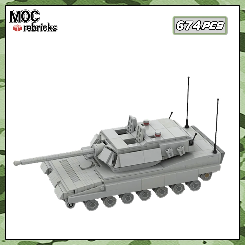 

MOC-186061 Military Weapon Series Leopard II Railgun Tank Building Blocks Model Small Particle Bricks Assembly Sets Kids Toys