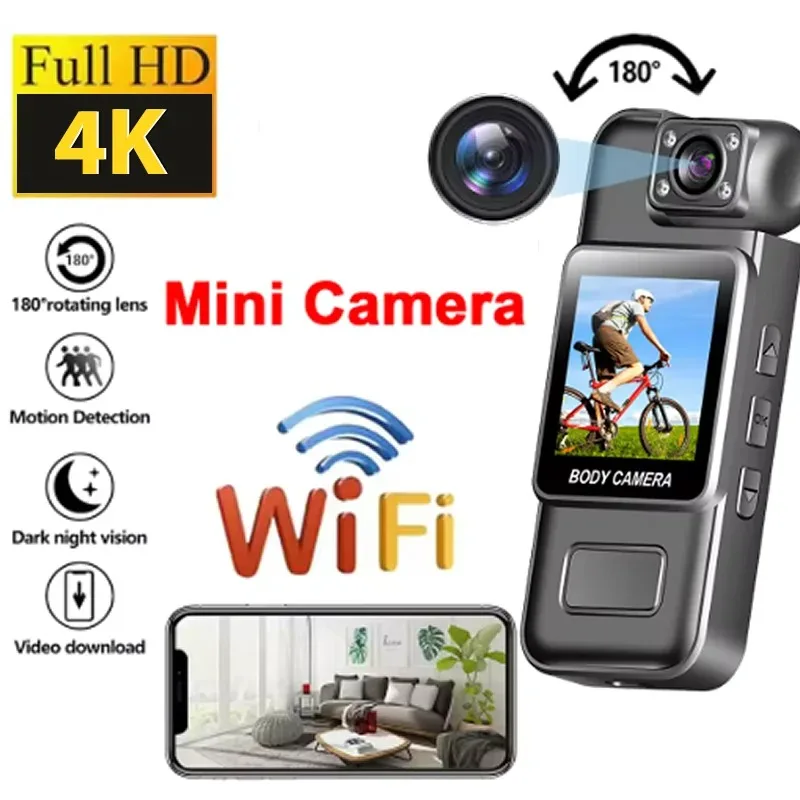 Cámara Deportiva 4K, Grabadora de Video Digital Portátil, Bodycam Policial, Ultra HD, WiFi, Visión Nocturna Infrarroja, Videocámara Deportiva para Ciclismo