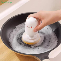 Cute Cat Kitchen Bru Sponge Dishcloth Pot Brush Wood Pulp Cotton Magic Cleaner Brush Special Tool For Kitchen Burning
