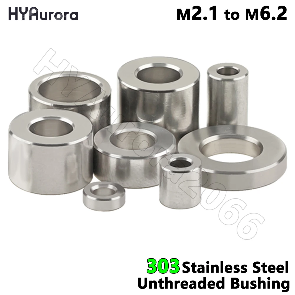 303 Stainless Steel Spacer Unthreaded Bushing Washer Round Hollow Standoff Straight Through Column Gasket Sleeve M2.1 to M6.2