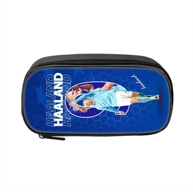 Pen Bag Football Star Student Big Capacity School Supplies Zipper Pencil Pouch Haaland Pattern Pencil Case makeup bag