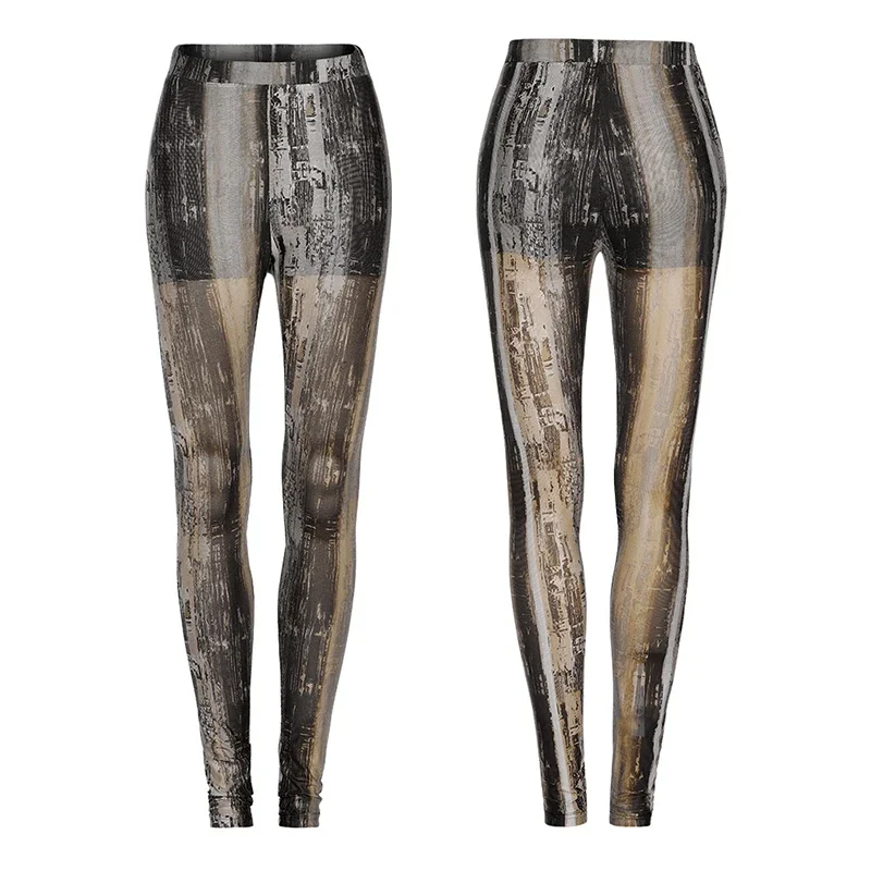 Imagem -05 - Punk Rave Feminino o Pós-apocalíptico Techwear Apertado Impressão Malha Leggings Decadado Sentimento Sexy Personalidade Rua Wear Calças