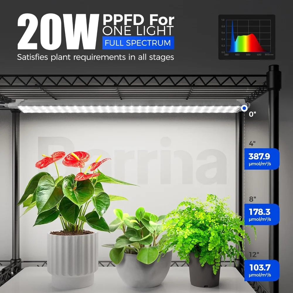 5-Tier Large Tall Metal Plant Shelf with Full Spectrum Plant Lights, metal frame, Plant Stand with Grow Lights for Indoor Plants
