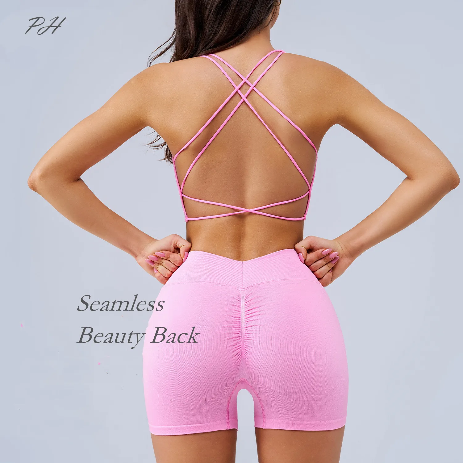 

Sexy Cross Beauty Back Sport Set Seamless Yoga Set Women's Bra Shorts Suit Outfit Fitness Gym Workout Shorts Sport Wear Gym Suit