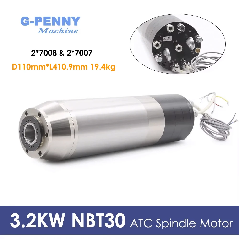 

G-Penny 3.2kw 380v/220v NBT30 ATC Spindle Motor Auto Tool Change Spindle With Seal Water Cooled For Metal Brass Stainless Steel