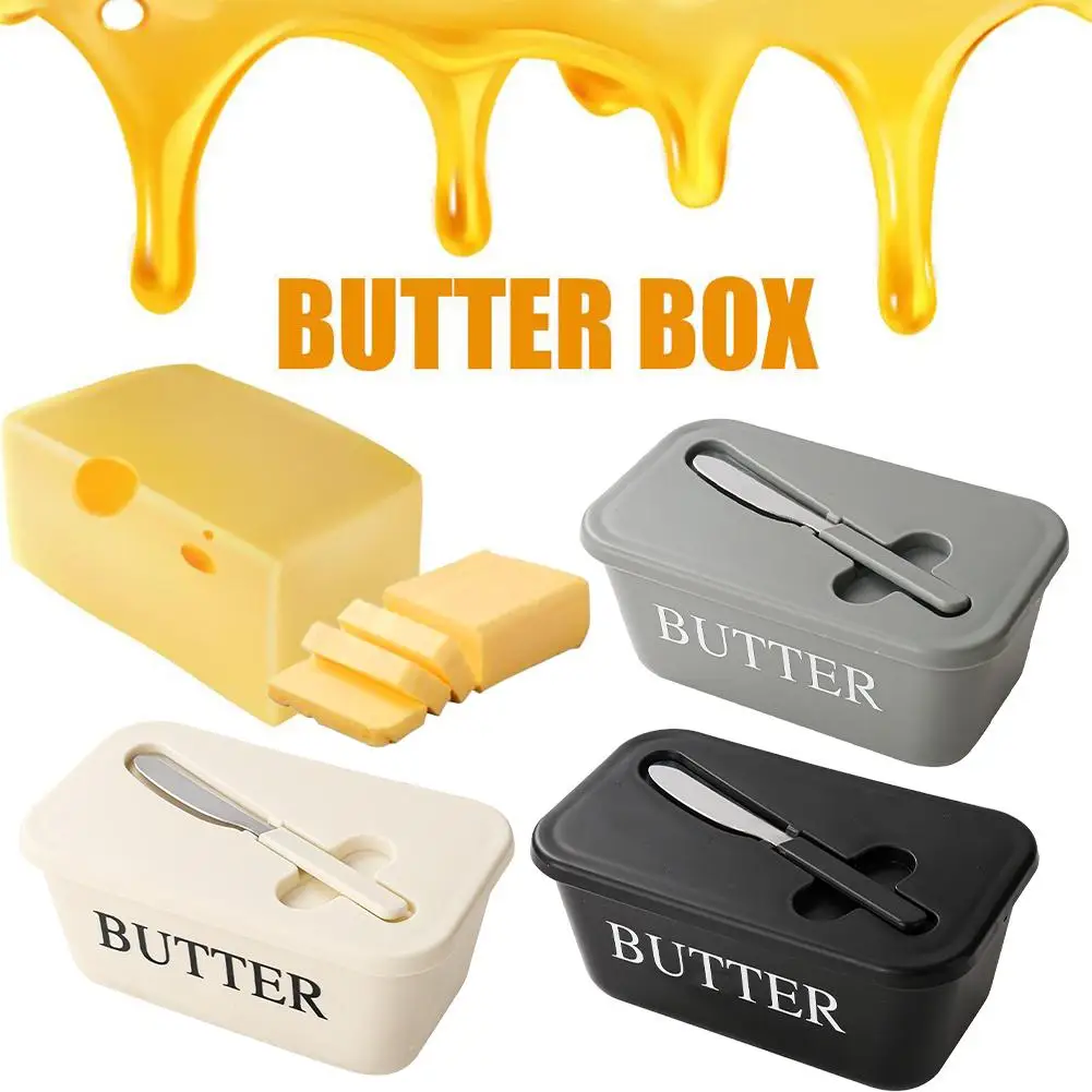 Caja Contenedora de Mantequilla con Cuchillo, Cortador de Mantequilla Sencillo para Restaurante, Utensilios de Mesa, Caja Sellada para Almacenamiento de Mantequilla, Plato para Queso 2026