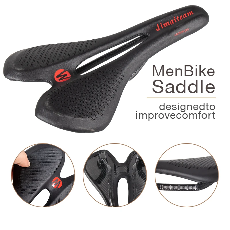 

JIMAITEAM новая полностью кожаная подушка для сиденья из углеродного волокна 3K, сверхлегкое полое седло для шоссейных горных велосипедов