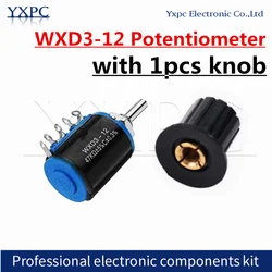 1PCS WXD3 WXD3-12 +1PCS Black knob multi-turn Potentiometer 1K 2K2 3K3 4K7 10K Ohm 100R 200R 220R 470R 2.2K 3.3K 4.7K  47K 6.8K