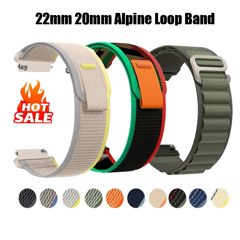 22mm 20mm Trail Loop Band for Samsung Galaxy Watch 7/6/5/4/Gear S3 Nylon Strap for Huawei Watch GT4 GT3 2 Pro/Amazfit GTR 4/GTS