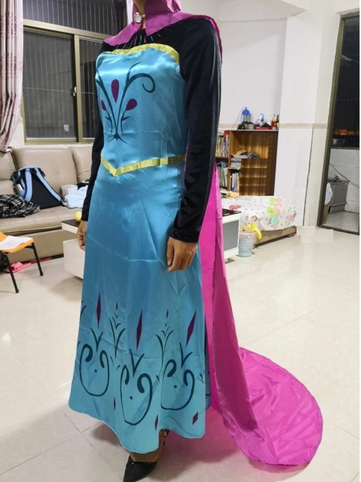 

Костюм для косплея Эльзы Принцесса, тема Коронация Королевы, большие размеры, тонкий, для Хэллоуина, реверсивная ролевая игра, взрослый размер, полиэстер