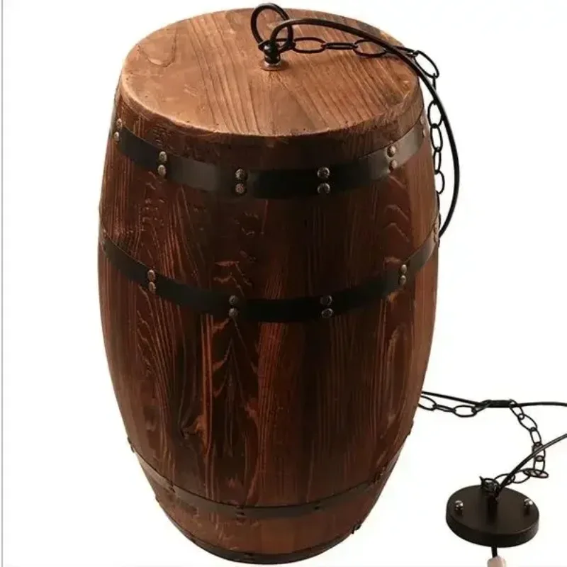 

Ceiling Barrel Lamp Wood Wine Barrel Hanging Fixture Pendant Lighting Suitable For Bar Cafe Lights Atomasphere Restaurant Lamp