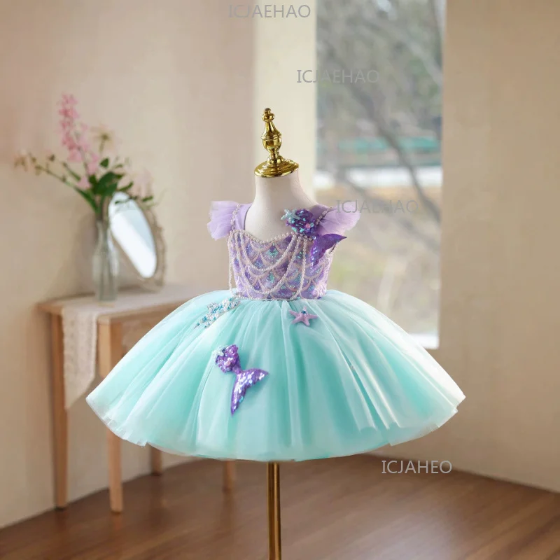 2026 Children Girls Tenth Birthday Evening Gown Princess Dress Kids HostElegant Pageant Costume Runway Performance Tutu Fashion