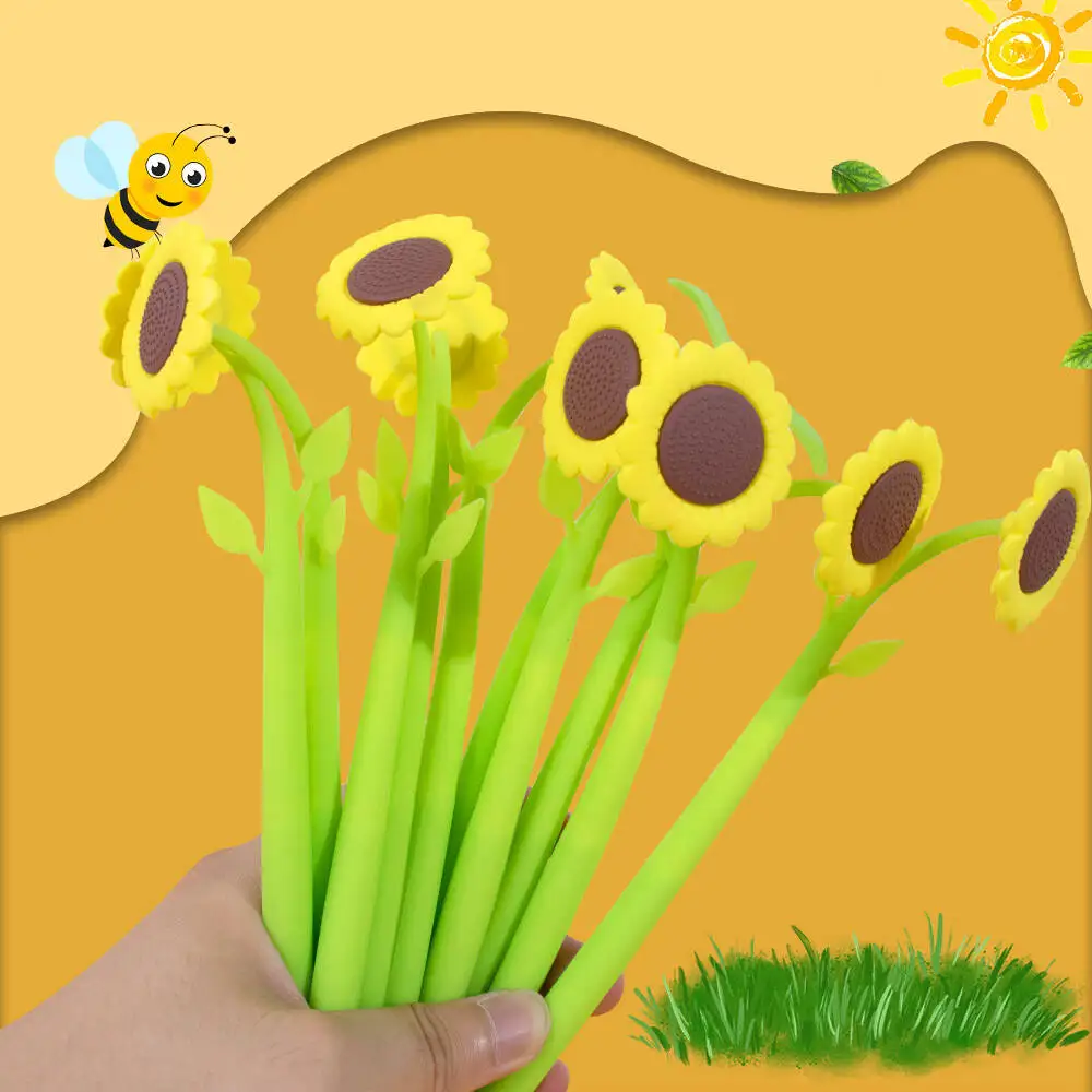 

Милая гелевая ручка Kawaii Lytwtw's с подсолнухом и цветком солнца, офисные школьные принадлежности, канцелярские принадлежности, креативная, милая, милая, забавная ручка