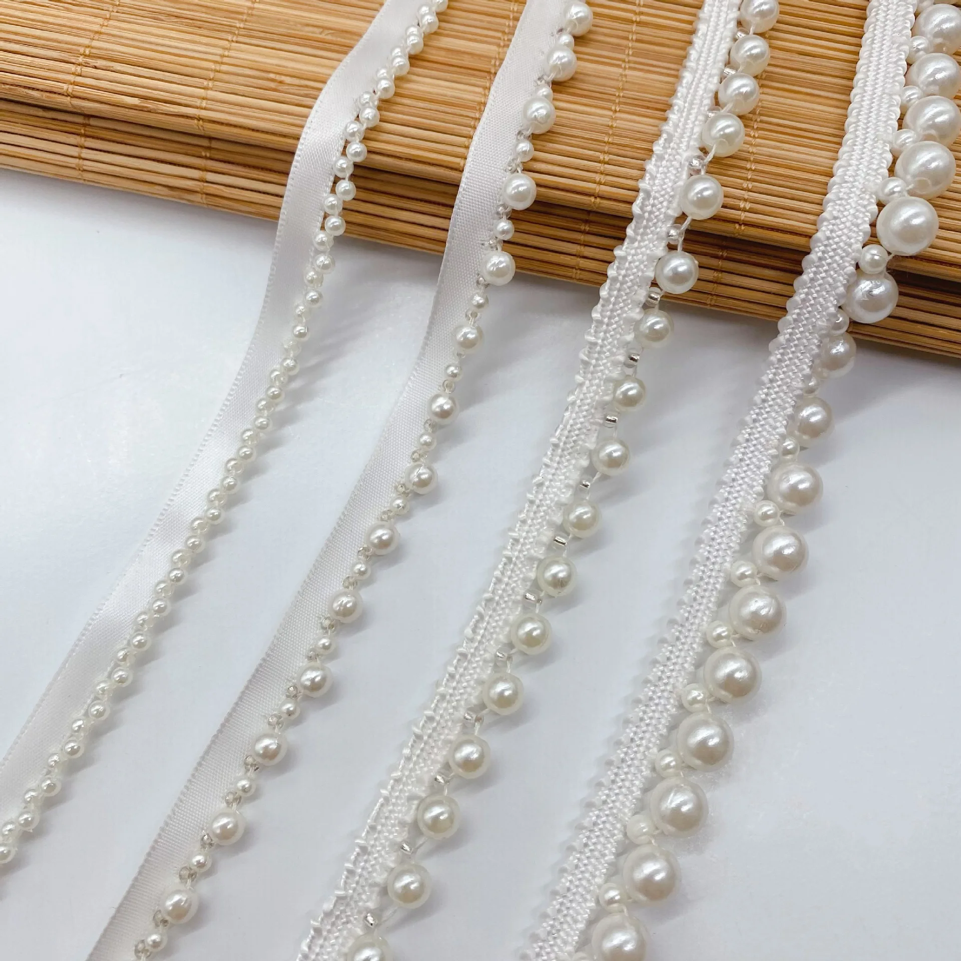 

5Y Imitation pearl handmade DIY source manufacturer small fragrance style ribbon pearl barcode ethnic high quality lace barcode