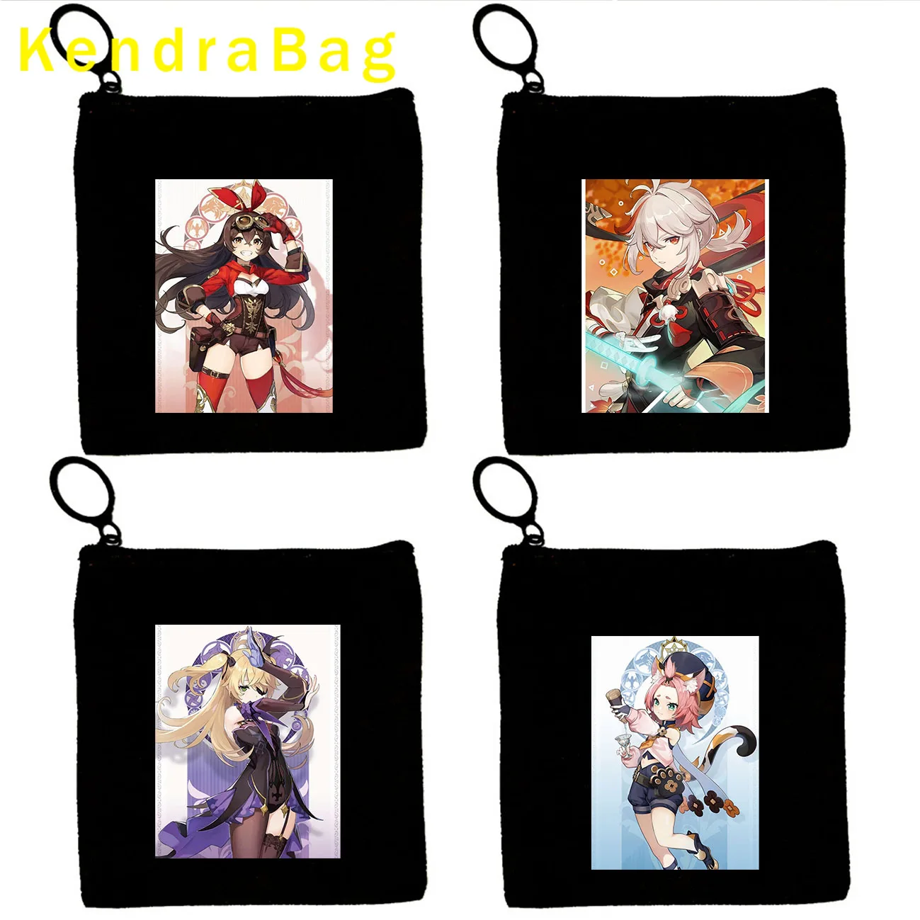 

Manga Genshin Impact Beidou Amber Kazuha Ganyu Keqing Diluc Lisa Xiangling Hu Tao Zhongli Canvas Coin Purse Key Bag Zipper Pouch