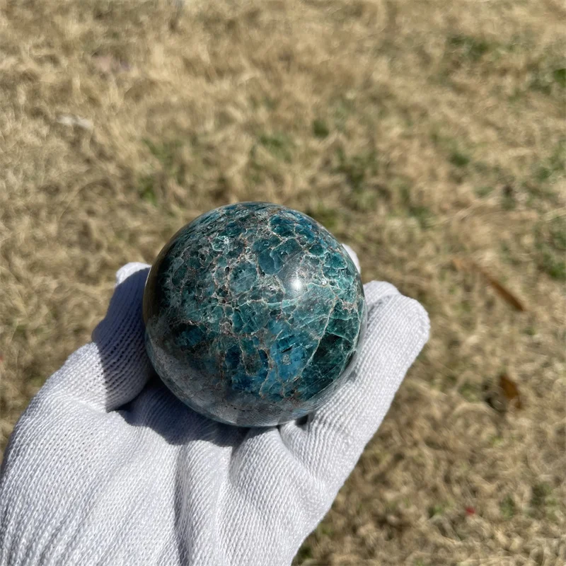 

7.5cm natural blue apatite stone sphere crystal reiki healing ball