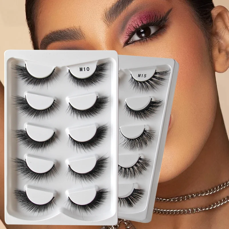 YSDO Cat Eye Lashes 3/5 Pairs Natural Faux 3D Mink Lashes Fluffy Winged End Eye Elongated False Eyelashes Makeup Tools Cilios