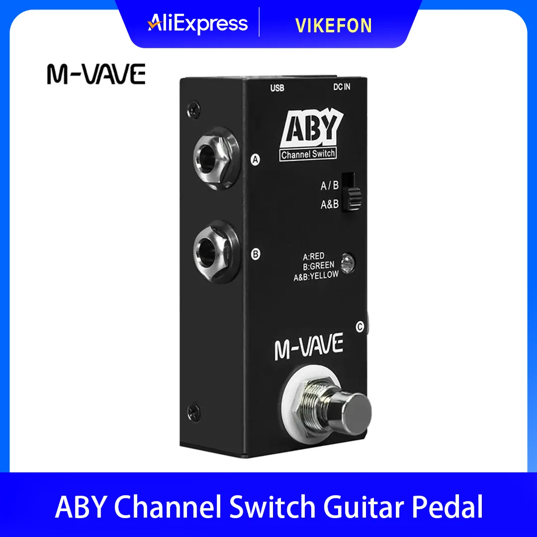 M-VAVE ABY Line Selector Mini True Bypass Pedal for Guitar Bass AB Switch Box Channel Splitter Combiner Stage Accessorie