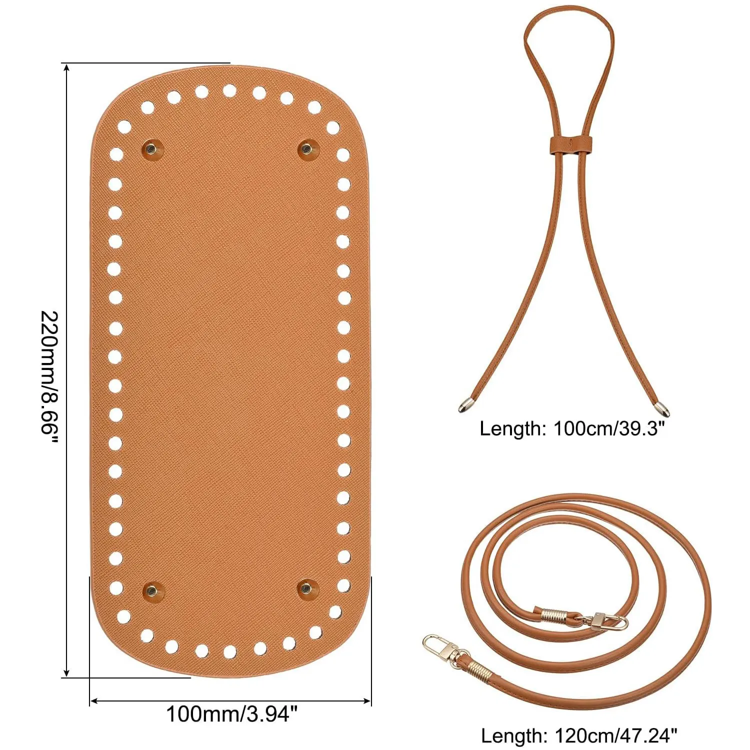 طقم صنع المحفظة مكون من 3 قطع مع قاعدة حقيبة دلو من جلد البولي يوريثان وحزام كتف وإكسسوارات حقيبة يد كروشيه #4