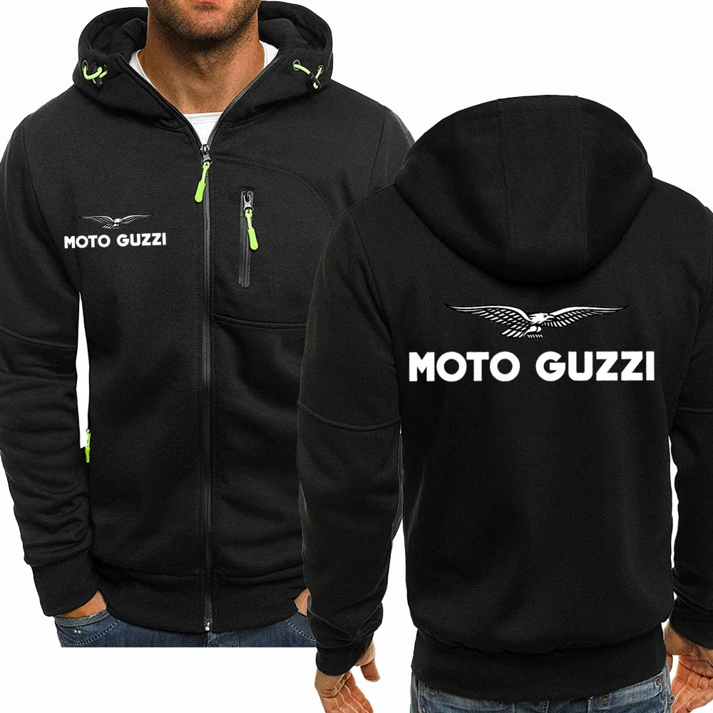 Sudadera con capucha de Moto Guzzi para hombre, chaqueta informal de manga larga con cremallera de algodón, estilo Hip-Hop, Harajuku, primavera y otoño, 2023