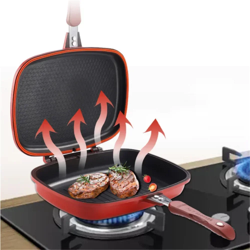 Double Sided Grill Frying Pan Skillet Grill Durable Nonstick Pans Baking Tray Wok Cooking Pots Utensils Kitchen Accessories