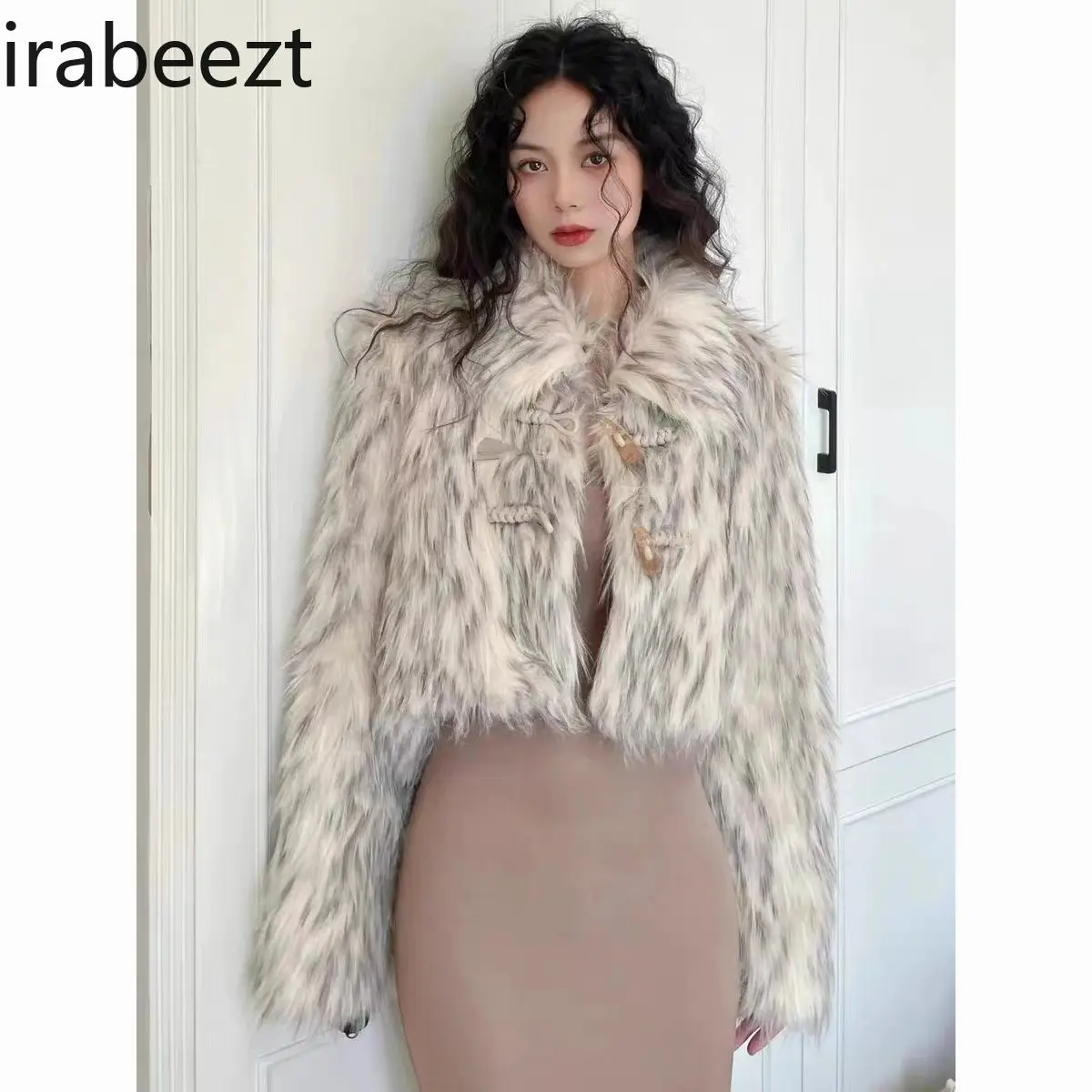 

High-end Thickened Spice Girl Tops Women's Winter Fur Slimming Short Fox Fur Leopard Jacket Fashion Winter Coat Women