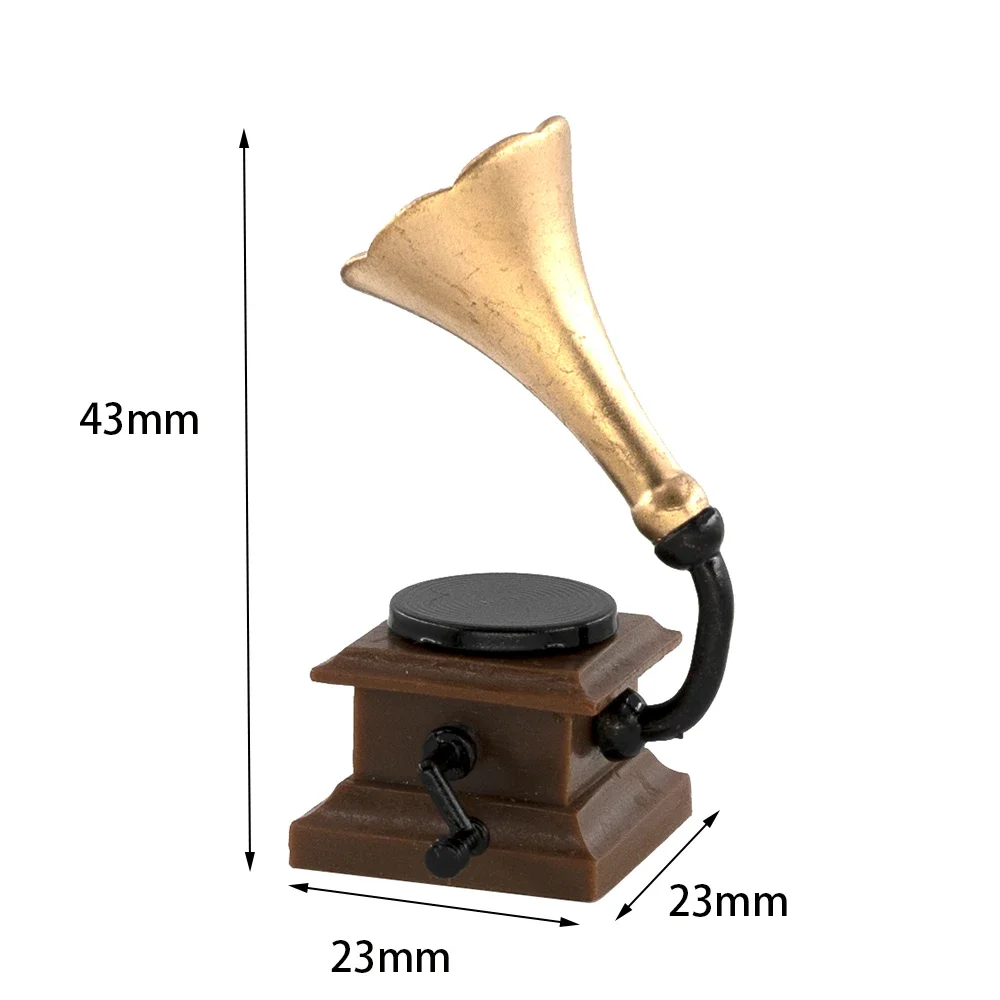 1/12 Dollhouse Miniature Accessories Mini Retro Phonograph Model for Doll House Decoration ob11