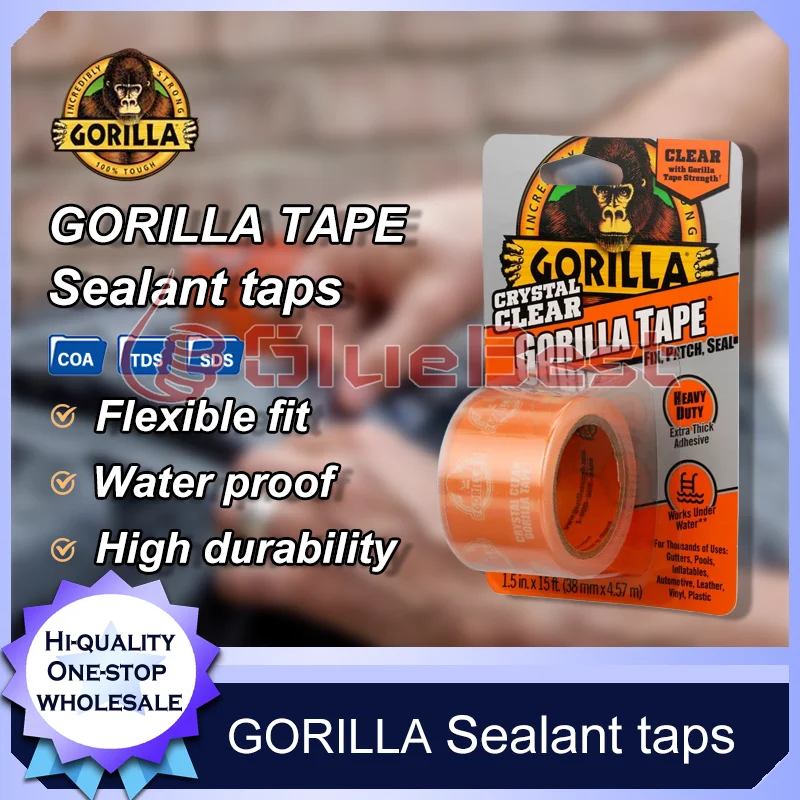 Gorilla Crystal Clear Waterproof Tape Heavy Duty Transparent Repair Tape for Outdoor Leak Fix Roof Pipe Window Emergency Patch