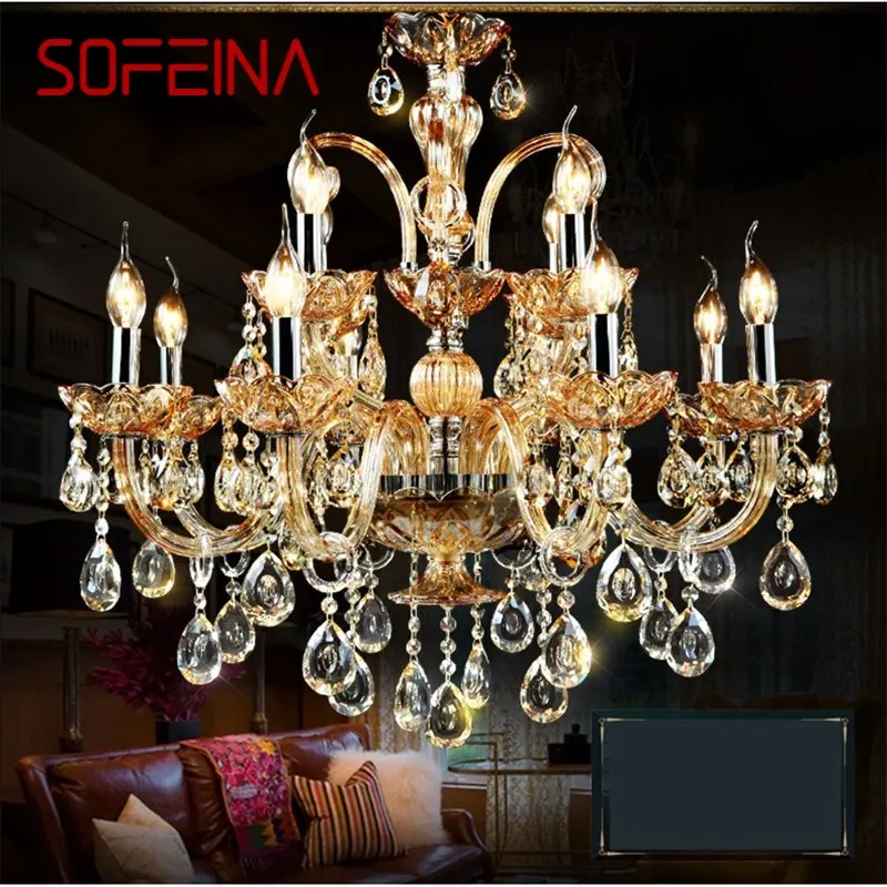 

SOFEINA Luxury Candle Chandelier Modern Amber LED Lighting Creative Decorative Fixtures For Home Living Dining Room Bedroom