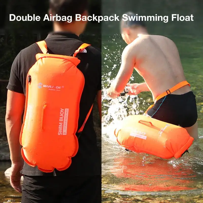 35L gonfiabile aperto nuoto boa traino galleggiante Dry Bag doppio Air Bag con cintura in vita per il nuoto borsa di sicurezza per lo stoccaggio di Sport acquatici