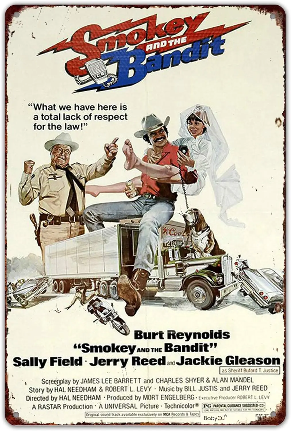 Smokey Bandit Tin Poster Burt Reynolds Reproduction Metal 8 x 12