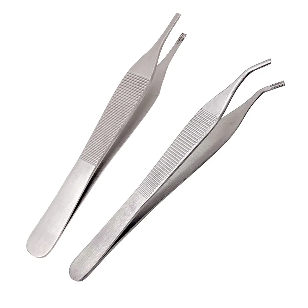12 cm Stainless Steel Ophthalmic Forceps with Serrated Teeth for Cartilage Fat and Tissue Handling in Surgical Procedures