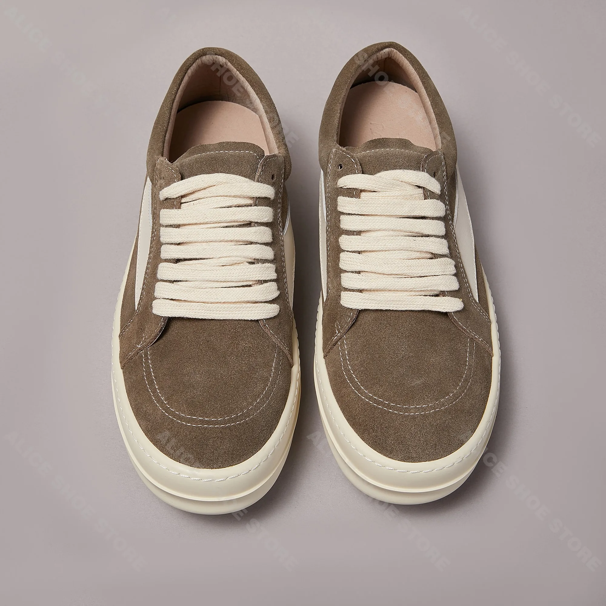 Brand Casual Women Shoe Low Top Men Sneaker Quality Brown Cow Suede Punk Designer Luxury Street Quality Platform Thick-sole Shoe