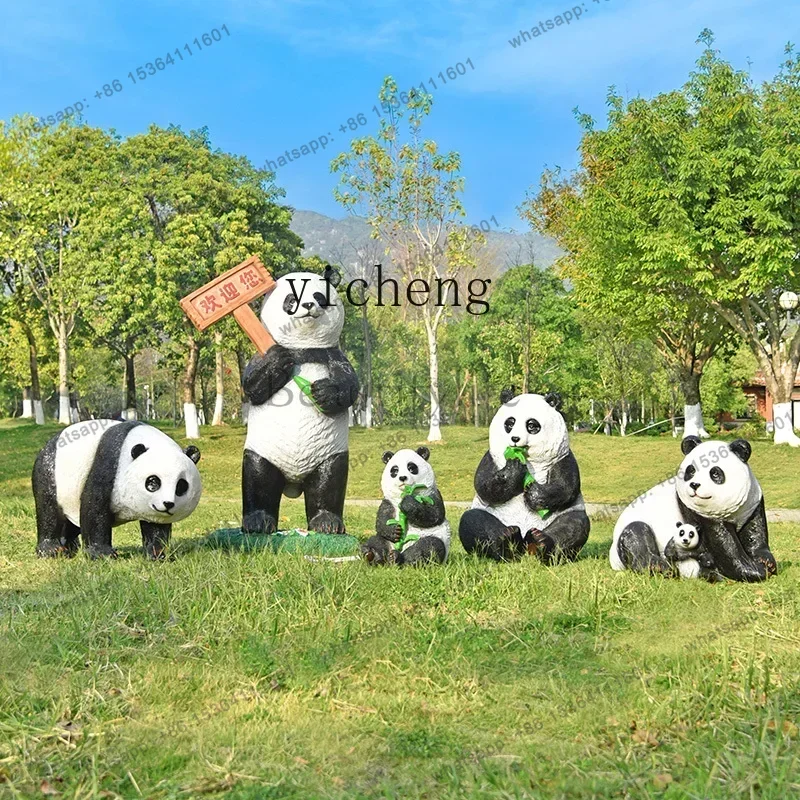 FG  simulation panda fiberglass sculpture garden landscape sketch lawn outdoor decoration ornament