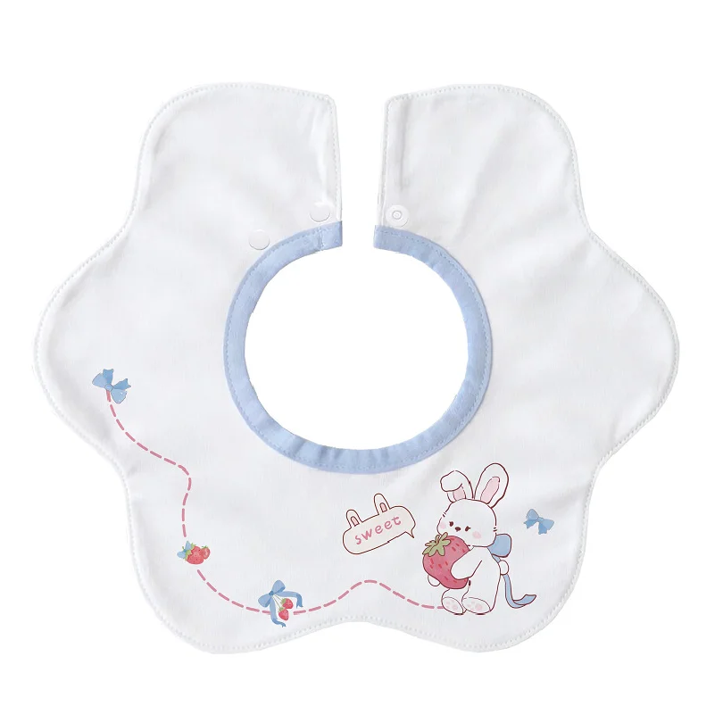 Cartoon Anti-vomiting Bibs Flower Shape Rotatable Baby Cotton Bibs Round Neck Cotton Yarn Baby Drooling Bibs Feeding Accessories