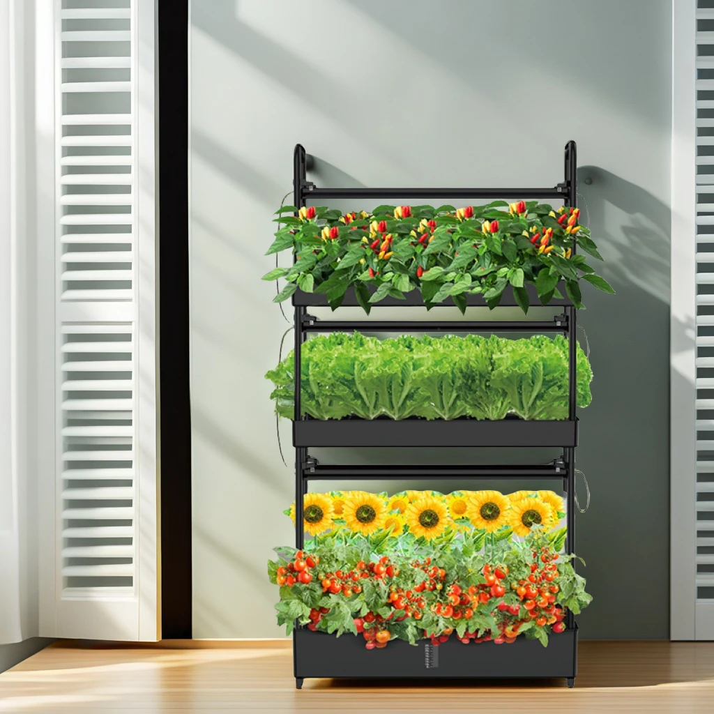 

Intelligent multi-layer soilless cultivation planter, home hydroponic vegetable planting rack, indoor strawberry and tomato